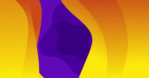 Image of undulating yellow and purple organic forms moving on dark background イラスト素材