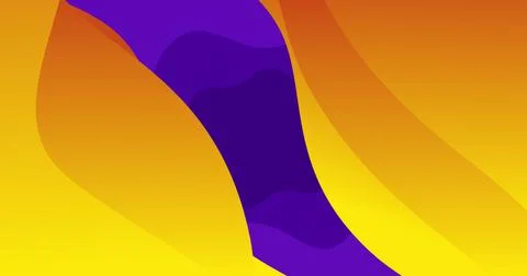 Image of undulating yellow and purple organic forms moving on dark background イラスト素材