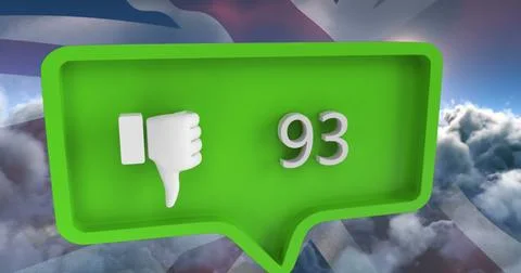 Image of unlike icon with numbers on speech bubble with flag of usa Stock Illustration