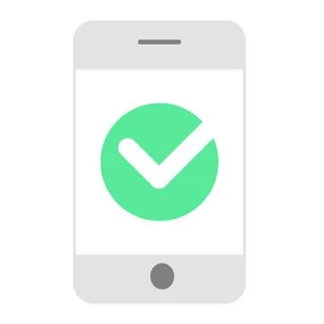 Image vector of flat smarphone with right approve icon Illustrazione stock