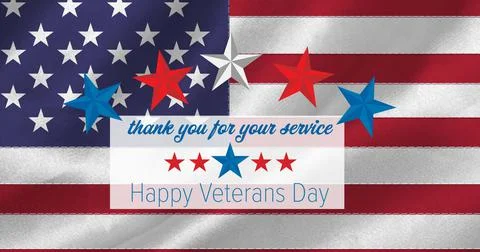 Image of veterans day text over flag of america pattern Stock Illustration
