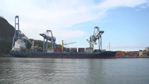 Image of victory overlooking the Vila Velha Port Terminal Stock Footage 274431297