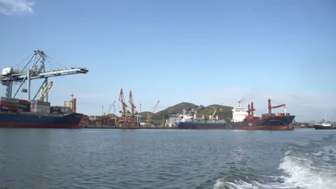 Image of victory overlooking the Vila Velha Port Terminal Stock Footage 274431302