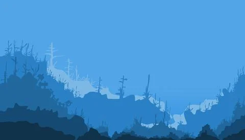 Image of a view of the ocean floor or under the sea in blue. Suitable for w.. Stock Illustration