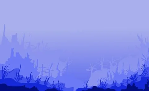 Image of a view of the ocean floor or under the sea in blue. Suitable for w.. Illustrazione stock