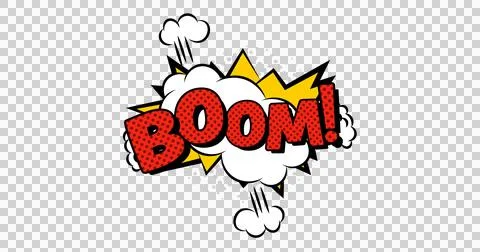 Image of vintage comic cartoon cloud speech bubble with Boom! text written in Stock Illustration