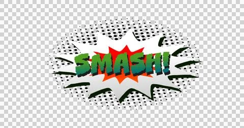 Image of vintage comic cartoon speech bubble with Smash! text written in green Stockillustratie