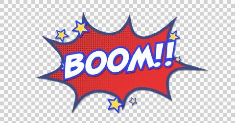 Image of vintage comic cartoon speech bubble with Boom!! text written in white 스톡 일러스트
