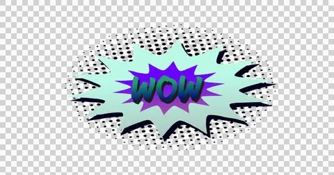 Image of vintage comic cartoon speech bubble with Wow text written in green Illustrazione stock