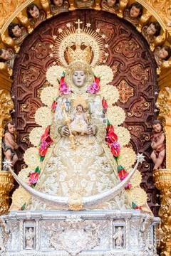 Image of the Virgen del Rocio, inside of the Ermita del Rocío, hermitage in Almo Stock Photos