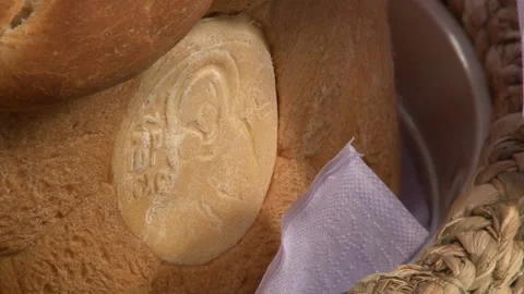 The image of the Virgin on religious bread Stock Footage 131973710