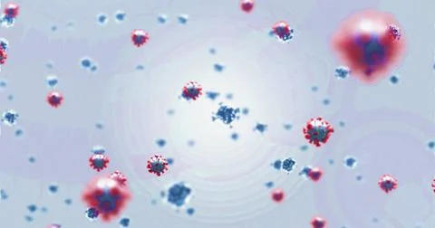 Image of virus cell floating over pink background 스톡 일러스트