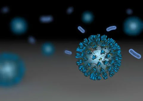 The image of the virus. Coronavirus molecule. 3D rendering. Stock Illustration