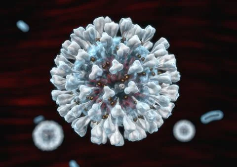 The image of the virus. Coronavirus molecule. 3D rendering. Stock Illustration