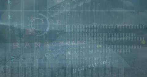 Image of virus warning text and data processing over computer servers Foto stock