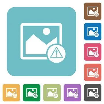 Image warning rounded square flat icons Stock Illustration