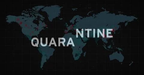 Image of warning slogans over world map showing increasing areas of infection in Ilustração Stock