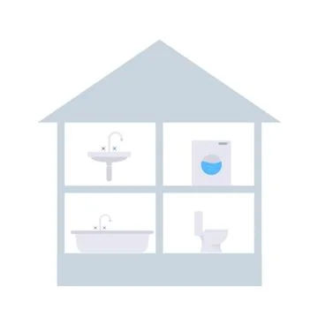 Image of water users in a private house Stock Illustration