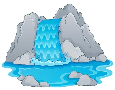 Image with waterfall theme - illustration. Illustrazione stock