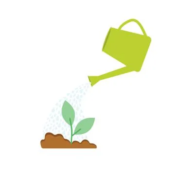 Image of watering plants with can Stock Illustration