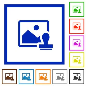 Image watermark flat framed icons Illustrazione stock