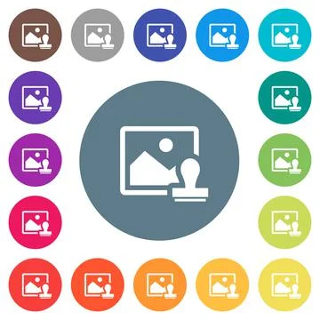 Image watermark flat white icons on round color backgrounds イラスト素材