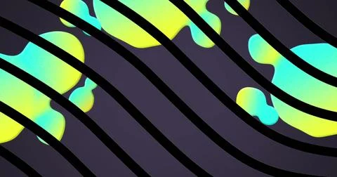 Image of wave pattern over multicolored abstract pattern against gray background Stock Photos