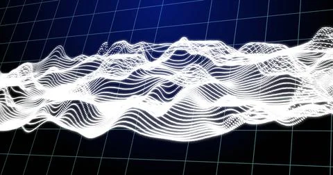 Image of waves moving over navy background Ilustração Stock