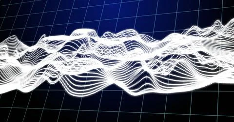 Image of waves moving over navy background Ilustração Stock