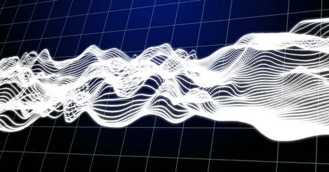 Image of waves moving over navy background Ilustração Stock