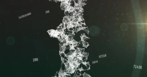 Image of web of connections and numbers on black background イラスト素材