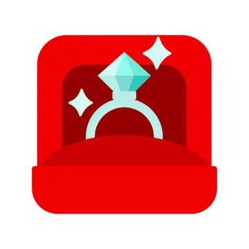 Image of wedding rings in a gift box on white background vector icon Stock Illustration