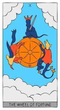 The image of the wheel of fortune of tarot card Stock Illustration