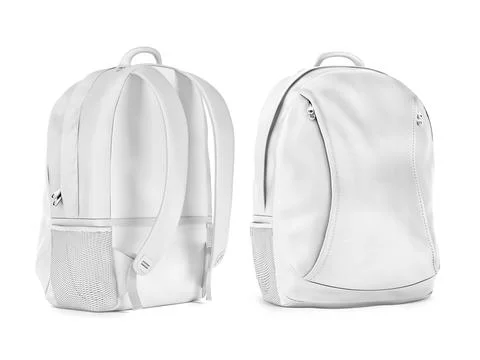 An image of a white Backpacks isolated on a white background Stock Illustration