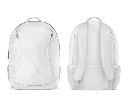 An image of a white Backpacks isolated on a white background Stock Illustration