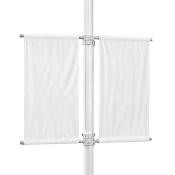 An image of a white banners on pole isolated on a white background Stock Photos