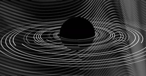 Image of white circles and lines on black background Stock Photos