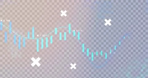Image of white crosses over data processing, multi coloured screen and moving Stock Illustration