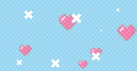 Image of white crosses over eu flag over uk, pixel red hearts, and gold spots of Ilustração Stock