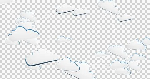 Image of white digital clouds with network of connections on black background Stock Illustration