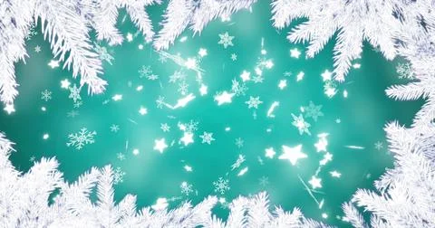 Image of white fir tree branches on blue background 库存插图