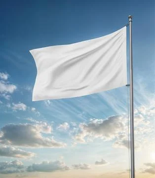 An image of a White Flag in a blue Sky Stock Illustration