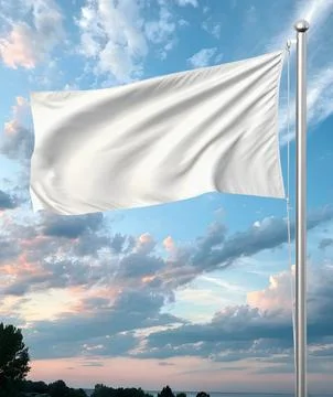 An image of a White Flag in a blue Sky Stock Illustration