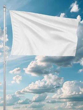 An image of a White Flag in a blue Sky Stock Illustration