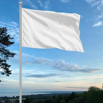 An image of a White Flag in a blue Sky Stock Illustration