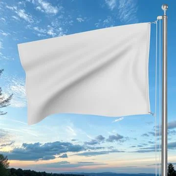 An image of a White Flag in a blue Sky Stock Illustration
