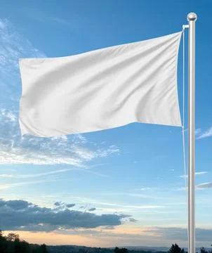 An image of a White Flag in a blue Sky Stock Illustration