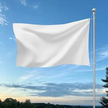 An image of a White Flag in a blue Sky Stock Illustration