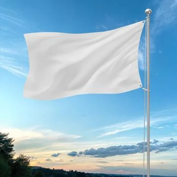 An image of a White Flag in a blue Sky Stock Illustration