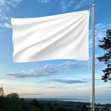An image of a White Flag in a blue Sky Stock Illustration